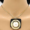 Collares con Dije 04.182.0050.30 Oro Laminado, con Perla Marfil, Pulido, Tono Dorado (Grosor 50 MM, 30 Pulgadas de Largo)