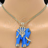 Collares con Dije 04.182.0056.35 Oro Laminado, Diseño de Elefante, con Cristal Blanca y Opal Zafiro Azul, Pulido, Tono Dorado (Grosor 50 MM, 35 Pulgadas de Largo)