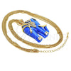 Collares con Dije 04.182.0056.35 Oro Laminado, Diseño de Elefante, con Cristal Blanca y Opal Zafiro Azul, Pulido, Tono Dorado (Grosor 50 MM, 35 Pulgadas de Largo)