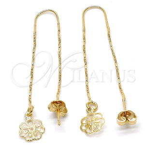 Arete Violador 02.65.2499 Oro Laminado, Diseño de Flor, Pulido, Tono Dorado