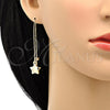 Arete Violador 02.65.2502 Oro Laminado, Diseño de Estrella y Carita Feliz, Pulido, Tono Dorado