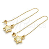 Arete Violador 02.65.2502 Oro Laminado, Diseño de Estrella y Carita Feliz, Pulido, Tono Dorado
