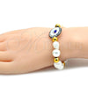 Pulsera Elegante 03.229.0005.07 Acero Inoxidable, con Marfil Perla and Turmalina Cristal, Pulido, Tono Dorado (10 MM Thickness, 7 Inches Length)