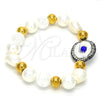 Pulsera Elegante 03.229.0005.07 Acero Inoxidable, con Marfil Perla and Turmalina Cristal, Pulido, Tono Dorado (10 MM Thickness, 7 Inches Length)