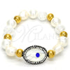 Pulsera Elegante 03.229.0005.07 Acero Inoxidable, con Marfil Perla and Turmalina Cristal, Pulido, Tono Dorado (10 MM Thickness, 7 Inches Length)