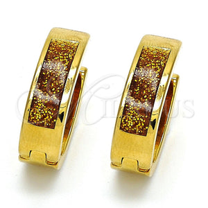 Argolla Huggie 02.230.0005.16 Acero Inoxidable, con Multicolor Opal, Pulido, Tono Dorado