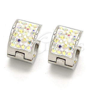 Argolla Huggie 02.230.0007.18 Acero Inoxidable, con Multicolor Zirconia Cubica, Pulido, Tono Plateado