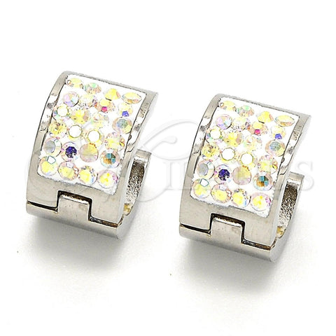 Argolla Huggie 02.230.0007.18 Acero Inoxidable, con Multicolor Zirconia Cubica, Pulido, Tono Plateado