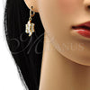 Arete Colgante 02.205.0033 Oro Laminado, con Blanca Zirconia Cubica, Pulido, Tono Dorado