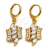 Arete Colgante 02.205.0033 Oro Laminado, con Blanca Zirconia Cubica, Pulido, Tono Dorado