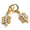 Arete Colgante 02.205.0033 Oro Laminado, con Blanca Zirconia Cubica, Pulido, Tono Dorado