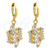 Arete Colgante 02.205.0033 Oro Laminado, con Blanca Zirconia Cubica, Pulido, Tono Dorado