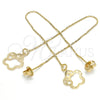 Arete Violador 02.65.2511 Oro Laminado, Diseño de Flor, Pulido, Tono Dorado