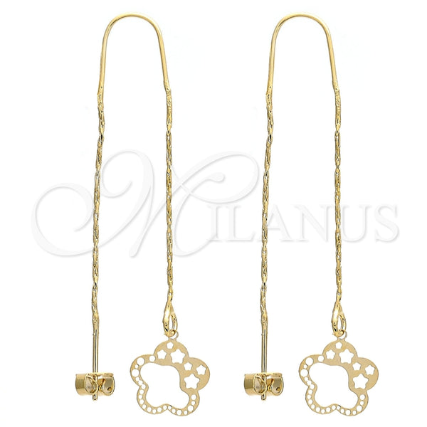 Arete Violador 02.65.2511 Oro Laminado, Diseño de Flor, Pulido, Tono Dorado