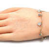 Pulsera de Dije 5.030.013.08 Oro Laminado, Diseño de Corazón, con Blanca Cristal, Pulido, Tono Dorado (01 MM Thickness, 8 Inches Length)