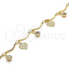 Pulsera de Dije 5.030.013.08 Oro Laminado, Diseño de Corazón, con Blanca Cristal, Pulido, Tono Dorado (01 MM Thickness, 8 Inches Length)