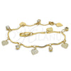 Pulsera de Dije 5.030.013.08 Oro Laminado, Diseño de Corazón, con Blanca Cristal, Pulido, Tono Dorado (01 MM Thickness, 8 Inches Length)