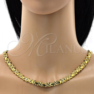 Collar y Pulsera 06.231.0001.2 Acero Inoxidable, Diseño de Besos y Abrazos y Corazón, Pulido, Tono Dorado