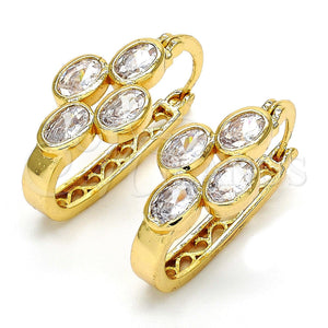 Argolla Pequeña 02.196.0019.1.15 Oro Laminado, con Blanca Zirconia Cubica, Pulido, Tono Dorado