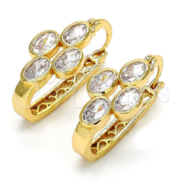 Argolla Pequeña 02.196.0019.1.15 Oro Laminado, con Blanca Zirconia Cubica, Pulido, Tono Dorado