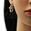 Argolla Pequeña 02.196.0022.2.18 Oro Laminado, con Multicolor Zirconia Cubica, Pulido, Tono Dorado