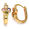 Argolla Pequeña 02.196.0022.2.18 Oro Laminado, con Multicolor Zirconia Cubica, Pulido, Tono Dorado