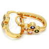 Argolla Pequeña 02.196.0022.2.18 Oro Laminado, con Multicolor Zirconia Cubica, Pulido, Tono Dorado