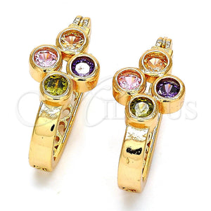 Argolla Pequeña 02.196.0022.2.18 Oro Laminado, con Multicolor Zirconia Cubica, Pulido, Tono Dorado