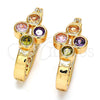 Argolla Pequeña 02.196.0022.2.18 Oro Laminado, con Multicolor Zirconia Cubica, Pulido, Tono Dorado