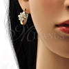 Argolla Pequeña 02.196.0002.1.15 Oro Laminado, Diseño de Flor, con Blanca Zirconia Cubica, Pulido, Tono Dorado