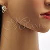 Argolla Pequeña 02.196.0002.1.15 Oro Laminado, Diseño de Flor, con Blanca Zirconia Cubica, Pulido, Tono Dorado