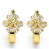 Argolla Pequeña 02.196.0002.1.15 Oro Laminado, Diseño de Flor, con Blanca Zirconia Cubica, Pulido, Tono Dorado