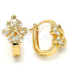 Argolla Pequeña 02.196.0002.1.15 Oro Laminado, Diseño de Flor, con Blanca Zirconia Cubica, Pulido, Tono Dorado