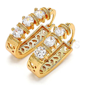 Argolla Pequeña 02.196.0039.15 Oro Laminado, con Blanca Zirconia Cubica, Pulido, Tono Dorado