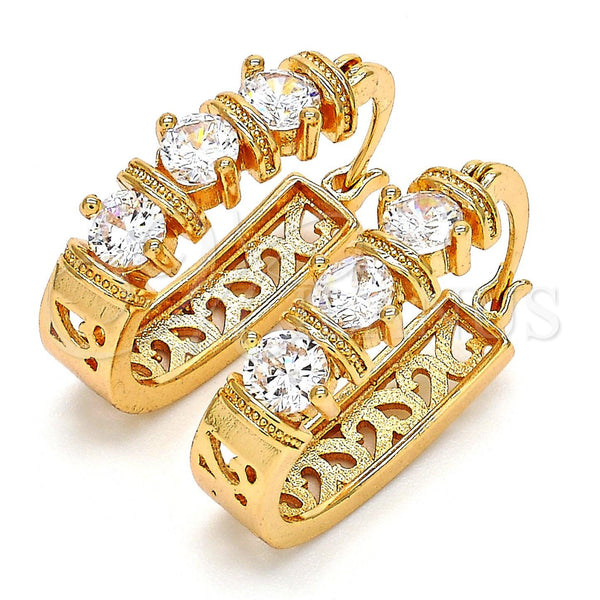 Argolla Pequeña 02.196.0039.15 Oro Laminado, con Blanca Zirconia Cubica, Pulido, Tono Dorado