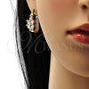 Argolla Pequeña 02.196.0047.15 Oro Laminado, Diseño de Oja, con Blanca Zirconia Cubica, Pulido, Tono Dorado