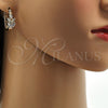 Argolla Pequeña 02.196.0047.15 Oro Laminado, Diseño de Oja, con Blanca Zirconia Cubica, Pulido, Tono Dorado