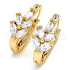 Argolla Pequeña 02.196.0047.15 Oro Laminado, Diseño de Oja, con Blanca Zirconia Cubica, Pulido, Tono Dorado