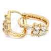 Argolla Pequeña 02.196.0047.15 Oro Laminado, Diseño de Oja, con Blanca Zirconia Cubica, Pulido, Tono Dorado