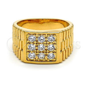 Anillo de Hombre 01.155.0028.10 Oro Laminado, con Blanca Zirconia Cubica, Diamantado, Tono Dorado (Size 10)