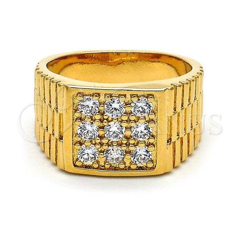 Anillo de Hombre 01.155.0028.10 Oro Laminado, con Blanca Zirconia Cubica, Diamantado, Tono Dorado (Size 10)