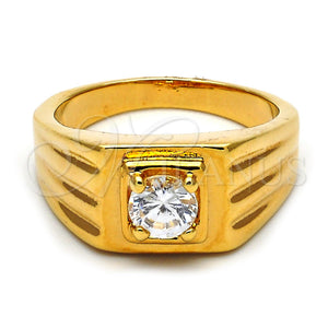 Anillo de Hombre 5.178.035.06 Oro Laminado, con Blanca Zirconia Cubica, Pulido, Tono Dorado (Size 6)
