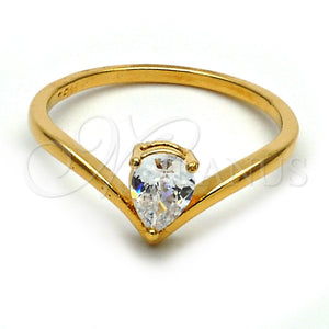 Anillo Solitario 120.044.09 Oro Laminado, con Blanca Zirconia Cubica, Pulido, Tono Dorado (Size 9)