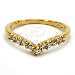 Anillo Multi Piedra 120.043.09 Oro Laminado, con Blanca Zirconia Cubica, Pulido, Tono Dorado (Size 9)