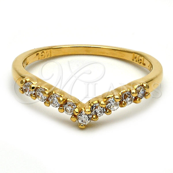 Anillo Multi Piedra 120.043.09 Oro Laminado, con Blanca Zirconia Cubica, Pulido, Tono Dorado (Size 9)