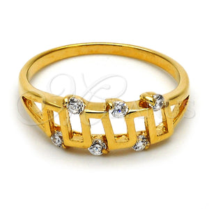 Anillo Multi Piedra 01.63.0141.08 Oro Laminado, con Blanca Zirconia Cubica, Pulido, Tono Dorado (Size 8)