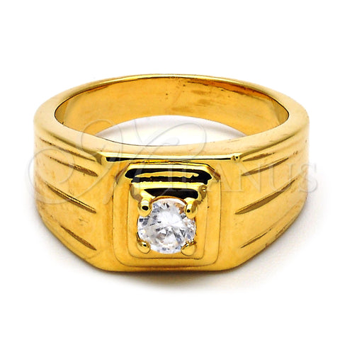 Anillo de Hombre 5.178.035.05 Oro Laminado, con Blanca Cristal, Pulido, Tono Dorado (Size 5)