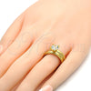 Anillo de Boda 01.223.0001.07 Acero Inoxidable, con Blanca Zirconia Cubica, Diamantado, Tono Dorado (Size 7)