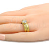 Anillo de Boda 01.223.0001.07 Acero Inoxidable, con Blanca Zirconia Cubica, Diamantado, Tono Dorado (Size 7)