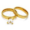 Anillo de Boda 01.223.0001.07 Acero Inoxidable, con Blanca Zirconia Cubica, Diamantado, Tono Dorado (Size 7)